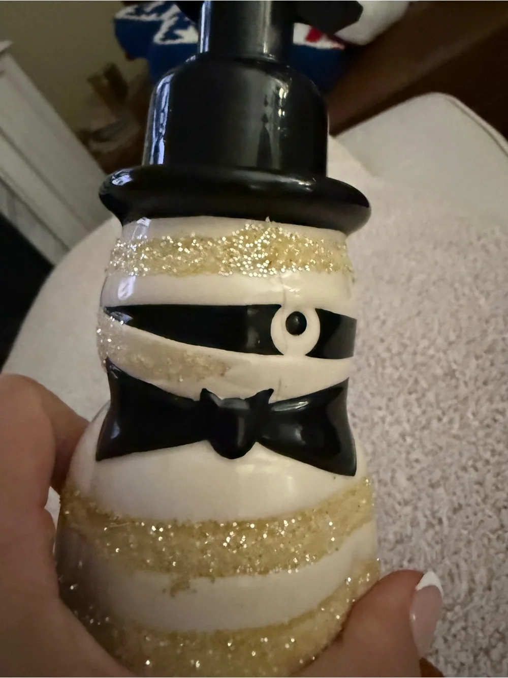 Bath and Body Works Glitter Stripe Mummy Soap Dispenser - Black Top Hat